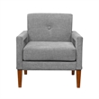 Bei Armchair- Gray Chenille Cushion- Walnut Brown Solid Wood