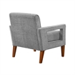 Bei Armchair- Gray Chenille Cushion- Walnut Brown Solid Wood