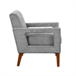 Bei Armchair- Gray Chenille Cushion- Walnut Brown Solid Wood