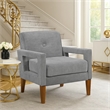 Bei Armchair- Gray Chenille Cushion- Walnut Brown Solid Wood