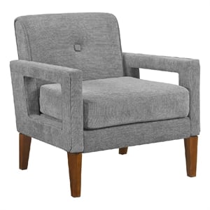 Bei Armchair- Gray Chenille Cushion- Walnut Brown Solid Wood