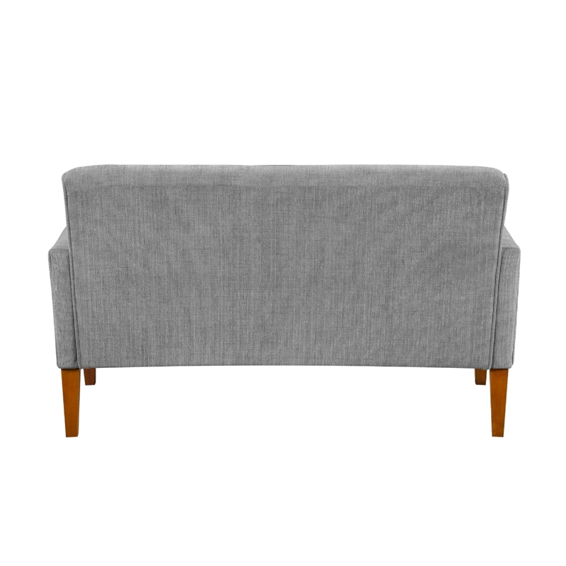 Bei Loveseat- Gray Chenille Cushion- Walnut Brown Solid Wood- 55 Inch