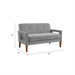 Bei Loveseat- Gray Chenille Cushion- Walnut Brown Solid Wood- 55 Inch