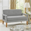 Bei Loveseat- Gray Chenille Cushion- Walnut Brown Solid Wood- 55 Inch