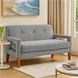 Bei Loveseat- Gray Chenille Cushion- Walnut Brown Solid Wood- 55 Inch