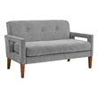 Bei Loveseat- Gray Chenille Cushion- Walnut Brown Solid Wood- 55 Inch