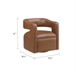Cera Swivel Chair- Barrel Back- Camel Brown Faux Leather Upholstery