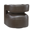 Cera Swivel Chair- Barrel Back- Coffee Brown Faux Leather Upholstery