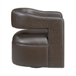 Cera Swivel Chair- Barrel Back- Coffee Brown Faux Leather Upholstery