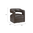 Cera Swivel Chair- Barrel Back- Coffee Brown Faux Leather Upholstery
