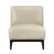 Hoy Accent Chair- Beige Top Grain Leather- Black Solid Wood Legs