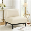 Hoy Accent Chair- Beige Top Grain Leather- Black Solid Wood Legs