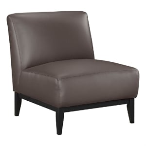 Hoy Accent Chair- Dark Brown Top Grain Leather- Black Solid Wood Legs