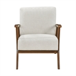 Ary Armchair- Beige Chenille Cushion- Chestnut Brown Solid Rubberwood