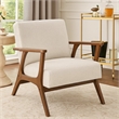 Ary Armchair- Beige Chenille Cushion- Chestnut Brown Solid Rubberwood