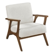Ary Armchair- Beige Chenille Cushion- Chestnut Brown Solid Rubberwood
