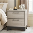 Wly Nightstand- 2 Drawers with Wide Black Handles- White Oak & Gray