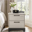 Wly Nightstand- 2 Drawers with Wide Black Handles- White Oak & Gray