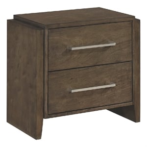 Ema Nightstand- 2 Drawers with Chrome Handles- Dark Walnut Brown