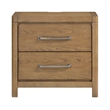 Cery Nightstand- 2 Drawer with Pewter Bar Handles & USB C Port- Brown