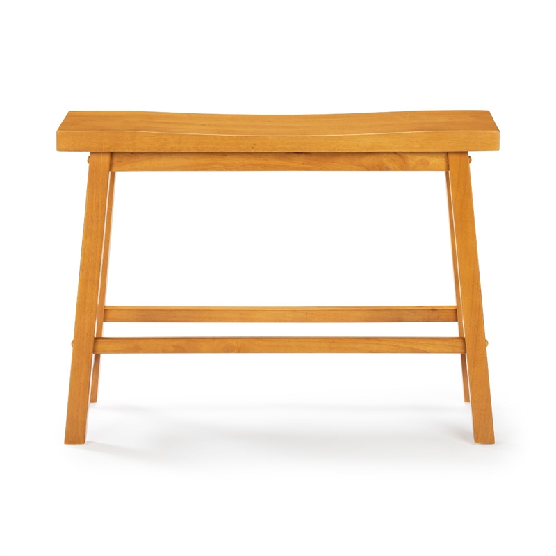 Amber Counter Height Bench- Backless Seat- Honey Oak Brown Acacia Wood