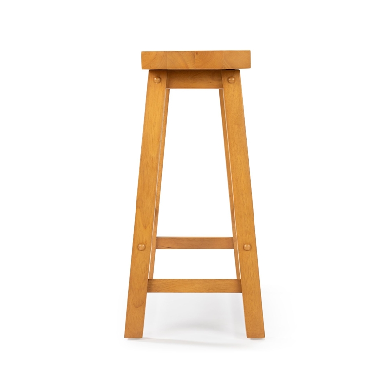 Amber Counter Height Bench- Backless Seat- Honey Oak Brown Acacia Wood