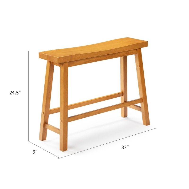 Amber Counter Height Bench- Backless Seat- Honey Oak Brown Acacia Wood