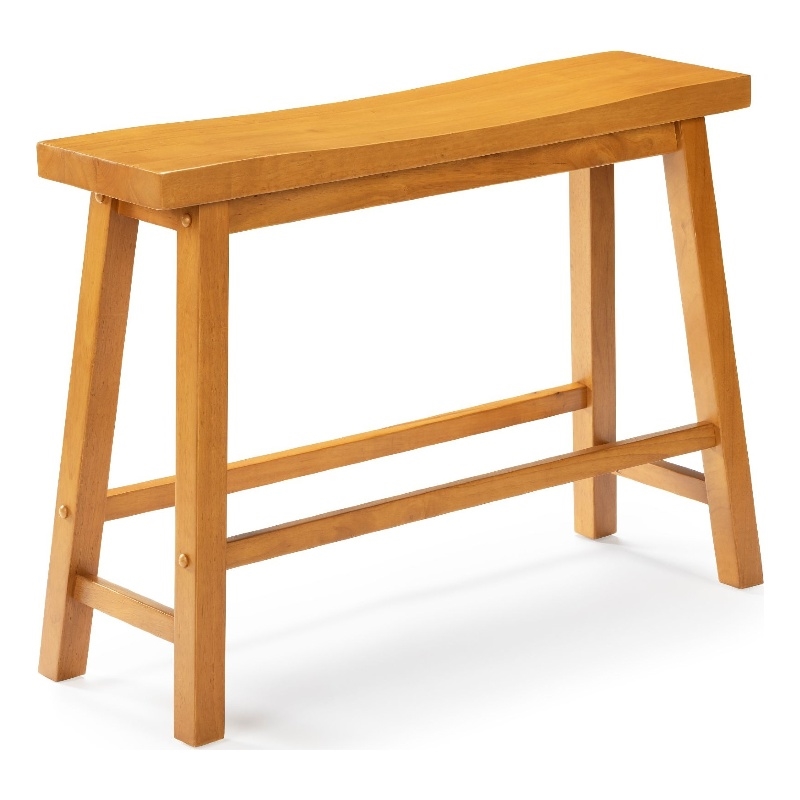 Amber Counter Height Bench- Backless Seat- Honey Oak Brown Acacia Wood