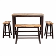 Amber 4pc Counter Height Table Set with 2 Stools- Natural Brown Wood Top