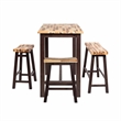 Amber 4pc Counter Height Table Set with 2 Stools- Natural Brown Wood Top