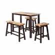 Amber 4pc Counter Height Table Set with 2 Stools- Natural Brown Wood Top