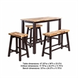 Amber 4pc Counter Height Table Set with 2 Stools- Natural Brown Wood Top