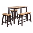 Amber 4pc Counter Height Table Set with 2 Stools- Natural Brown Wood Top