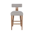 Tely Barstool Chair with Light Gray T Back- Natural Brown Wood Frame
