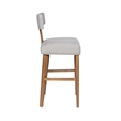 Tely Barstool Chair with Light Gray T Back- Natural Brown Wood Frame