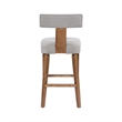 Tely Barstool Chair with Light Gray T Back- Natural Brown Wood Frame