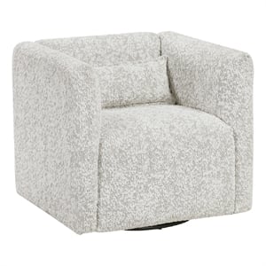 Veena Swivel Cube Chair with Lumbar Pillow- Foam Cushions- Beige Jacquard