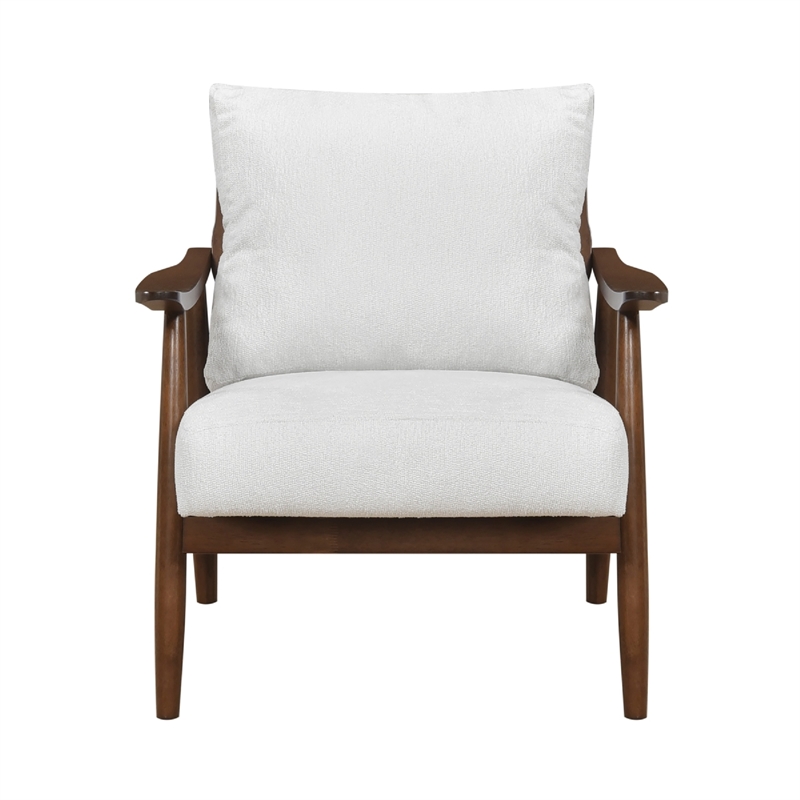 Toni Accent Chair- Foam Fill Beige Polyester- Slat Back Dark Brown Wood