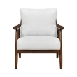 Toni Accent Chair- Foam Fill Beige Polyester- Slat Back Dark Brown Wood