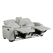 Reny Manual Reclining Loveseat w Center Console- LED Base- Light Gray