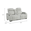 Reny Manual Reclining Loveseat w Center Console- LED Base- Light Gray