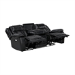 Hem Power Reclining Sofa w Drop Down Cupholders- Black Faux Leather