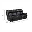 Hem Power Reclining Sofa w Drop Down Cupholders- Black Faux Leather
