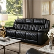 Hem Power Reclining Sofa w Drop Down Cupholders- Black Faux Leather