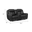 Lety Manual Reclining Loveseat w Center Console- Black Faux Leather