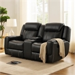 Lety Manual Reclining Loveseat w Center Console- Black Faux Leather