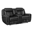 Lety Manual Reclining Loveseat w Center Console- Black Faux Leather