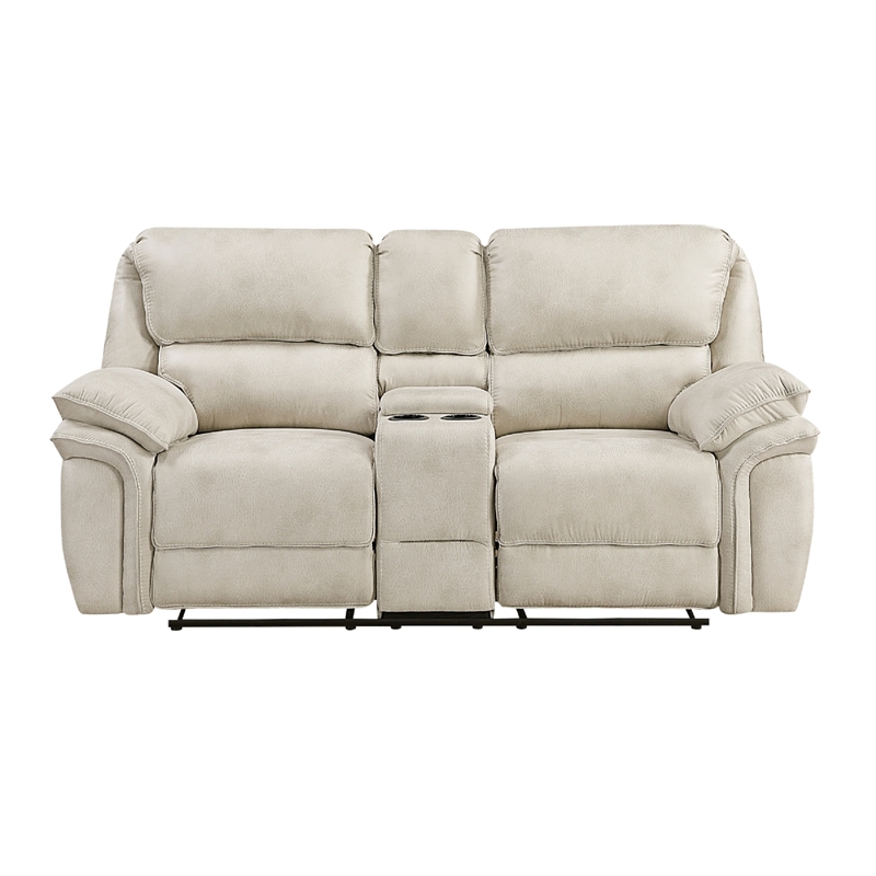 Tony Manual Reclining Loveseat w Center Console- USB Ports- Sand Brown