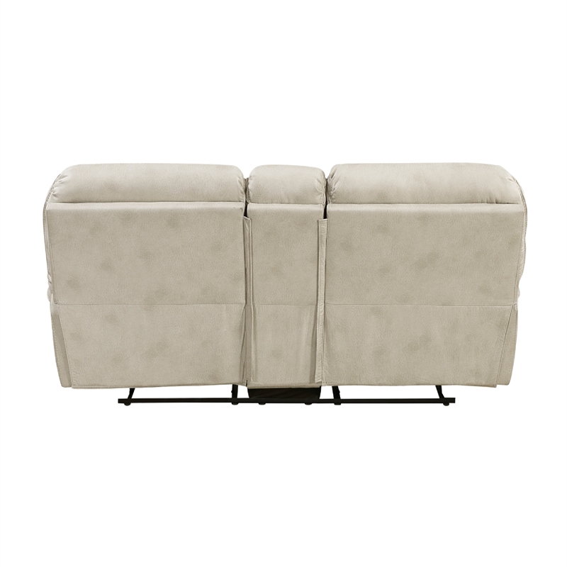 Tony Manual Reclining Loveseat w Center Console- USB Ports- Sand Brown