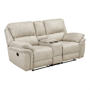Tony Manual Reclining Loveseat w Center Console- USB Ports- Sand Brown